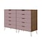 Manhattan Comfort Rockefeller 10-Drawer Double Tall Dresser in Nature and Rose Pink 156GMC6 - alternate 7